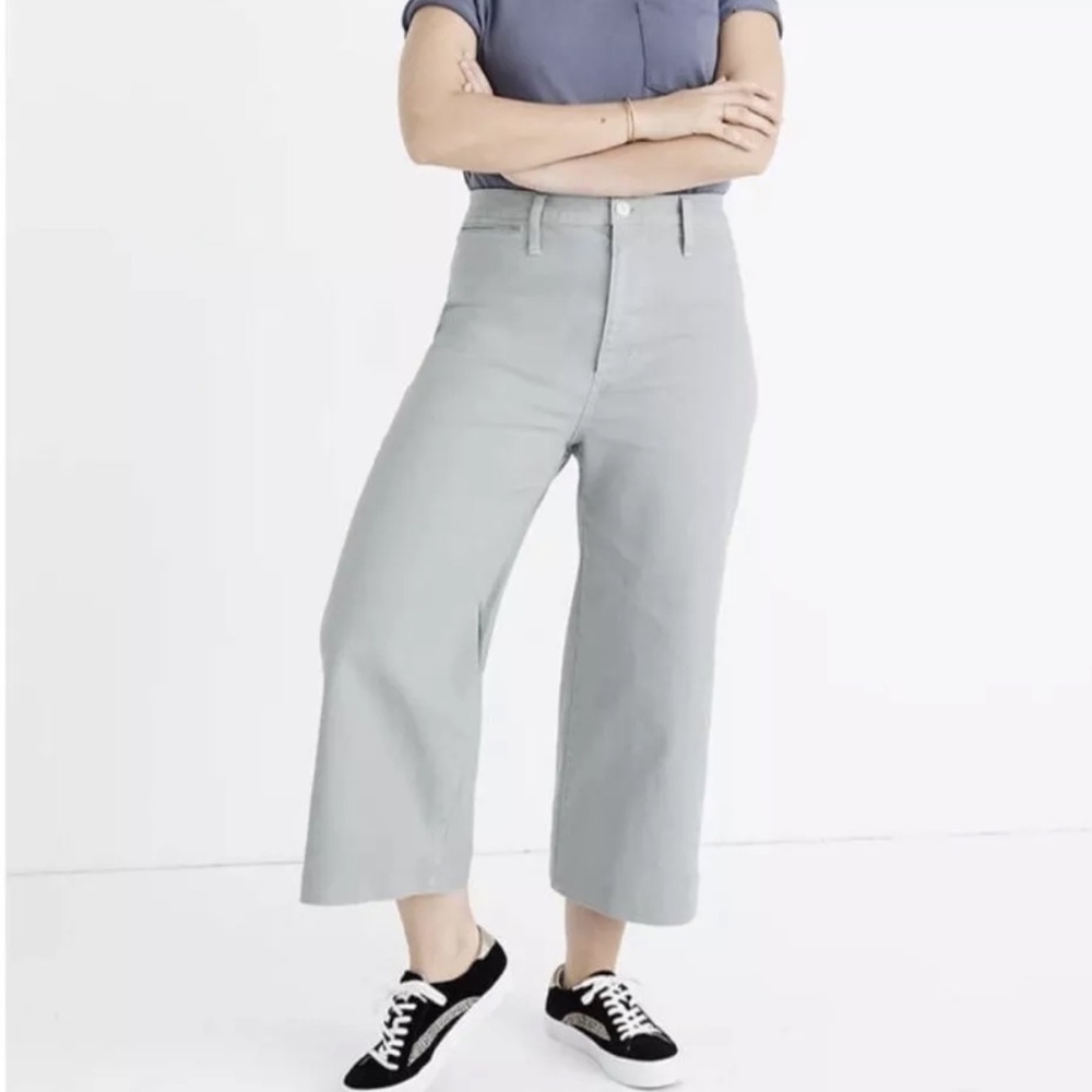 Madewell Slim Emmett Wide Leg Crop Pants Womens 23 Curvy Light Blue Grey